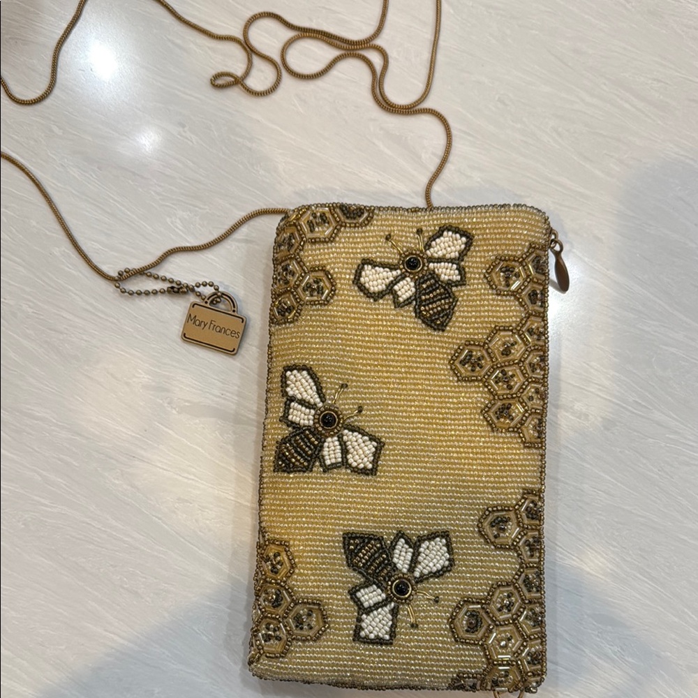 Mary Frances Gold and Black Beaded Bee Bag